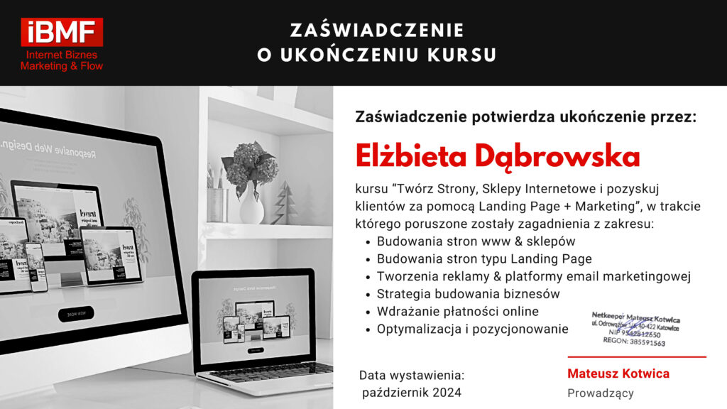 O mnie 2 Zaswiadczenie ukonczenia Kursu MasterClass 1920 x 1080 px skompresowane