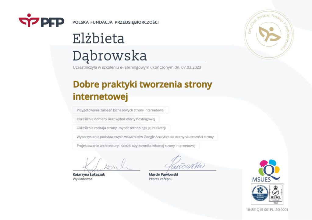 O mnie 5 dobre praktyki poziom podstawowy 1