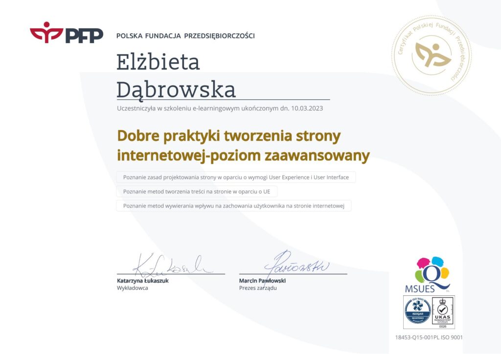 O mnie 6 dobre praktyki poziom zaawansowany 1